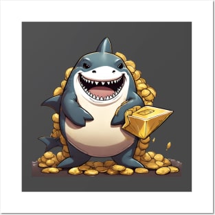 shark with piles of gold Posters and Art